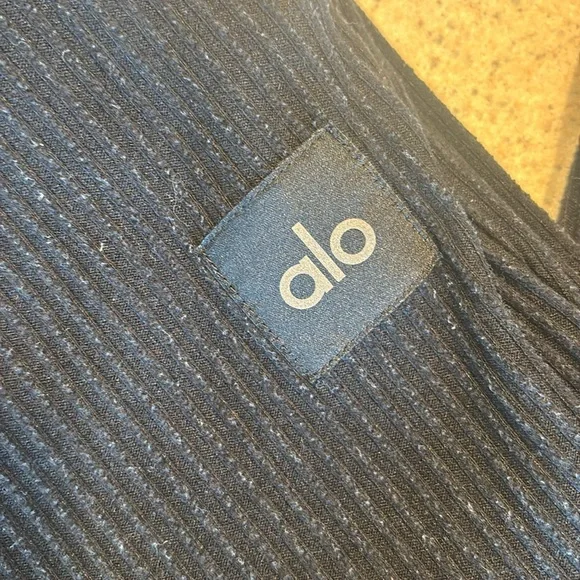 Alo Black Ribbed Muse Sweatpants Joggers Medium - Picture 2 of 5